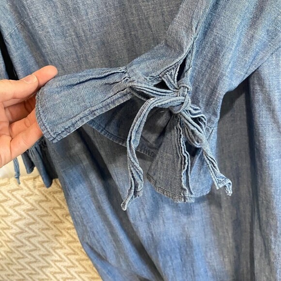 J.Crew Chambray Ruffle Tie Sleeve Dress - Picture 6 of 9